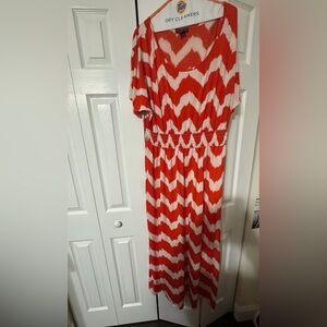 Orange and White Chevron Dress